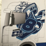 lastbil design med lastbilreklame logo design